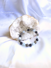 Charger l'image dans la galerie, Bracelet Phobie – Aigue-Marine, Obsidienne Noire et Labradorite avec geode