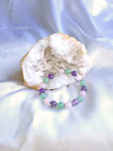 Charger l'image dans la galerie, Bracelet Sommeil - Quartz Rose, Aventurine Verte & Améthyste sur geode