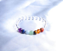 Charger l'image dans la galerie, bracelet-harmonie-sacree-7-chakras-cristal-de-roche-clarte-equilibre-eveil-spirituel
