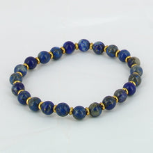 Charger l'image dans la galerie, bracelet lapis lazuli avec separateurs dores