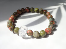 Charger l'image dans la galerie, Bracelet Jaspe Unakite et Cristal de Roche - Lithothérapie, Équilibre et Guérison