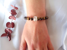Charger l'image dans la galerie, Bracelet Œil de Tigre et Cristal de roche - Lithothérapie, Protection et Réconfort