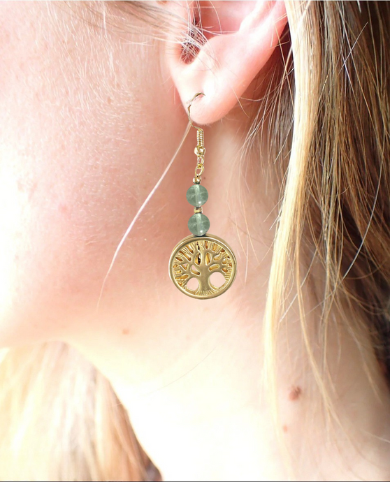Boucles d'oreilles Arbre FLUORITE verte - Clarté / Stabilité