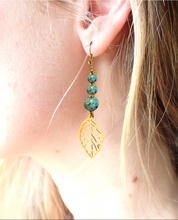 Charger l&#39;image dans la galerie, Boucles d&#39;oreilles Or Zoé TURQUOISE AFRICAINE - Calme/ Equilibre
