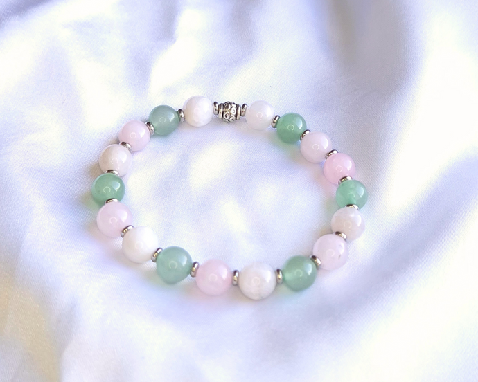 Bracelet Anti-Acne Aventurine Verte, Pierre de Lune et Quartz Rose