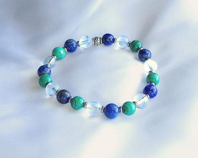 Bracelet Anti-Inflammatoire - Malachite, Lapis Lazuli et Cristal de Roche