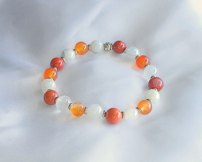 Bracelet Fertilité - Pierre de Lune, Cornaline et Jaspe Rouge