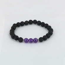 Charger l&#39;image dans la galerie, Bracelet Homme en Pierre de Lave et Améthyste – Bijou Énergétique et Élégant
