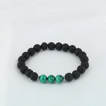 Charger l&#39;image dans la galerie, Bracelet Homme en Pierre de Lave et Malachite – Bijou Énergétique et Élégant
