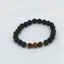 Charger l&#39;image dans la galerie, Bracelet Homme en Pierre de Lave et Oeil de tigre – Bijou Énergétique et Élégant
