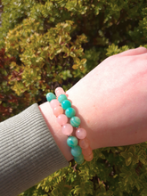 Charger l&#39;image dans la galerie, Bracelets d’Amitié Duo Vagues d&#39;amitié – Quartz Rose &amp; Amazonite | Énergie et Harmonie
