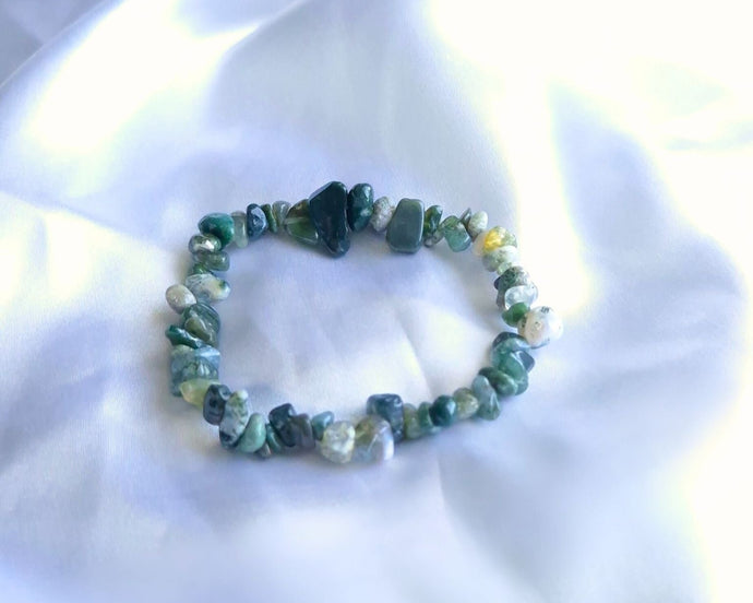 Bracelet baroque en Agate Mousse – Pierres naturelles pour la connexion à la nature, le calme intérieur et le renouveau émotionnel