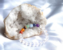 Charger l&#39;image dans la galerie, bracelet-harmonie-sacree-7-chakras-cristal-de-roche-geode-clarte-equilibre-eveil-spirituel
