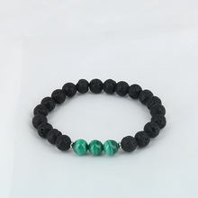 Charger l'image dans la galerie, Bracelet Homme en Pierre de Lave et Malachite – Bijou Énergétique et Élégant
