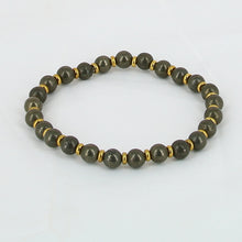 Charger l'image dans la galerie, Bracelet pyrite avec séparateurs dorés
