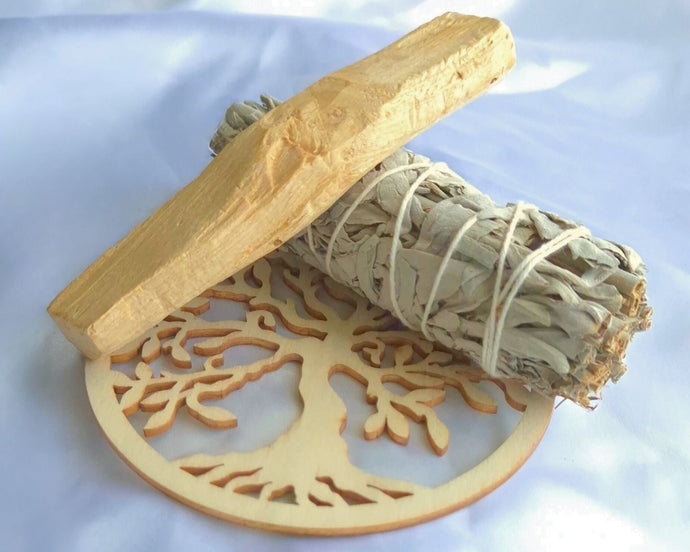 Kit de purification avec Palo Santo, Sauge Blanche et Arbre de Vie – Ensemble sacré pour nettoyer les énergies, élever les vibrations et se reconnecter à soi