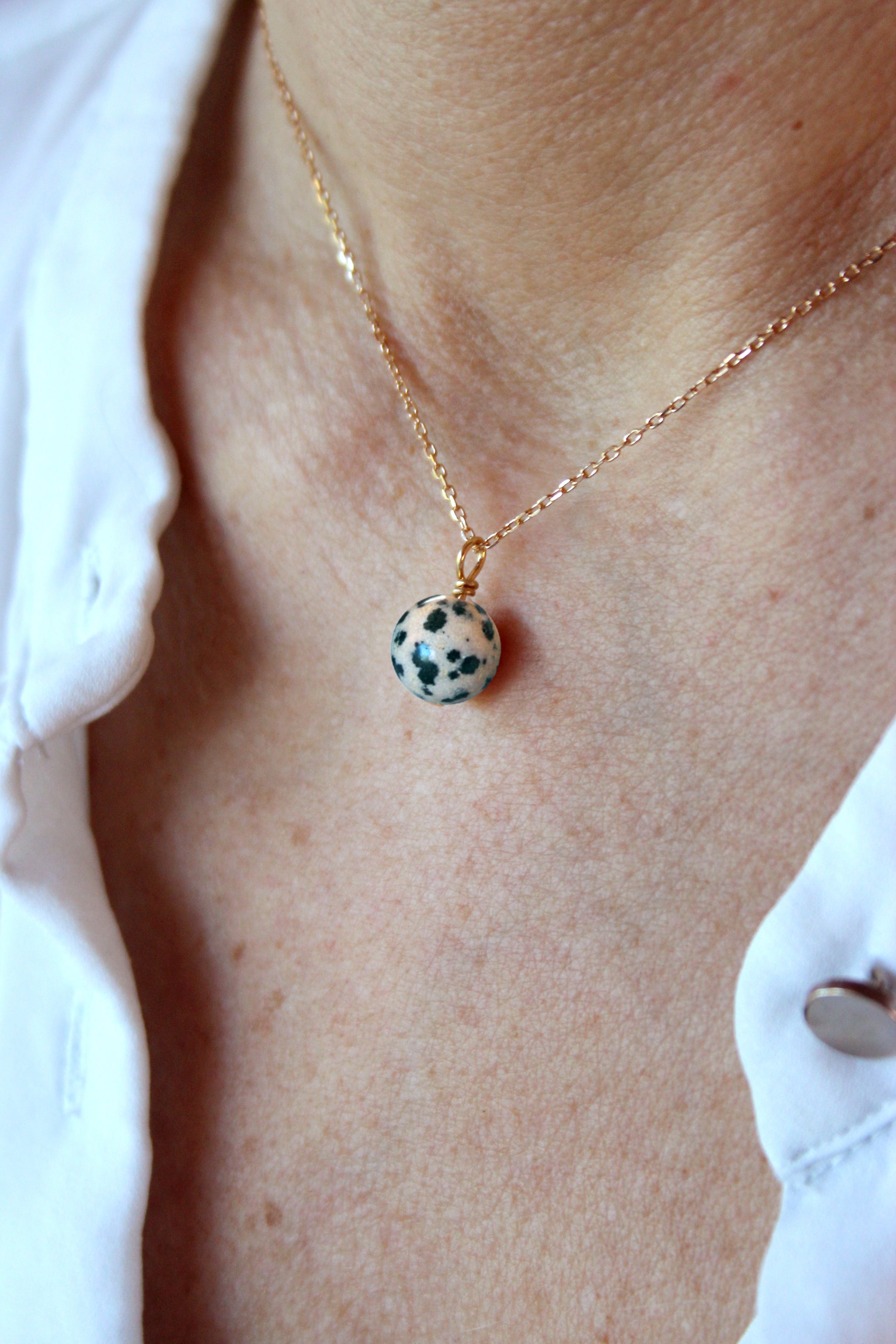 Collier Chaîne En Jaspe Sédimentaire Bleu Et Argent 925 - Style Bohème, Neuf Avec étiquettes