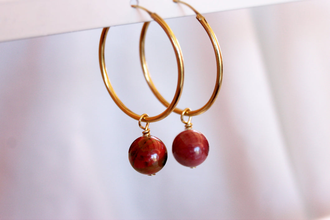 Boucles d'oreilles Chloé JASPE ROUGE - Stabilité / Force émotionnelle