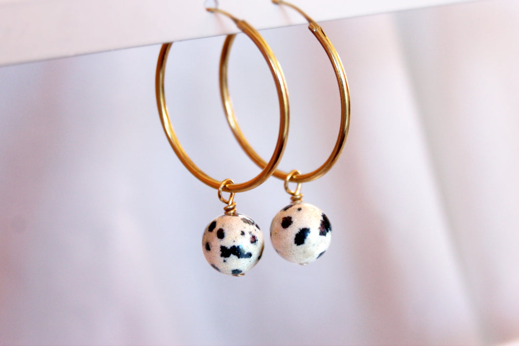 Boucles d'oreilles Chloé JASPE DALMATIEN - Protection / Bonheur