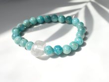 Charger l&#39;image dans la galerie, Bracelet Amazonite et Cristal de Roche - Lithothérapie, Apaisement et Harmonie
