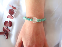 Charger l&#39;image dans la galerie, Bracelet Amazonite et Cristal de Roche - Lithothérapie, Apaisement et Harmonie Amplificateur 
