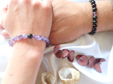 Charger l&#39;image dans la galerie, Bracelet Duo Protection en Obsidienne et Améthyste pour Couples
