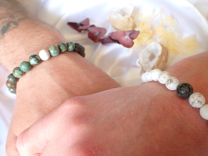 Bracelet Duo Équilibre en Turquoise et Magnésite – Harmonie et Sérénité pour Couples