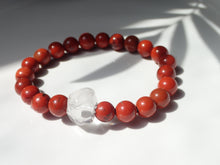 Charger l&#39;image dans la galerie, Bracelet Jaspe Rouge et Cristal de Roche - Lithothérapie, Énergie et Vitalité
