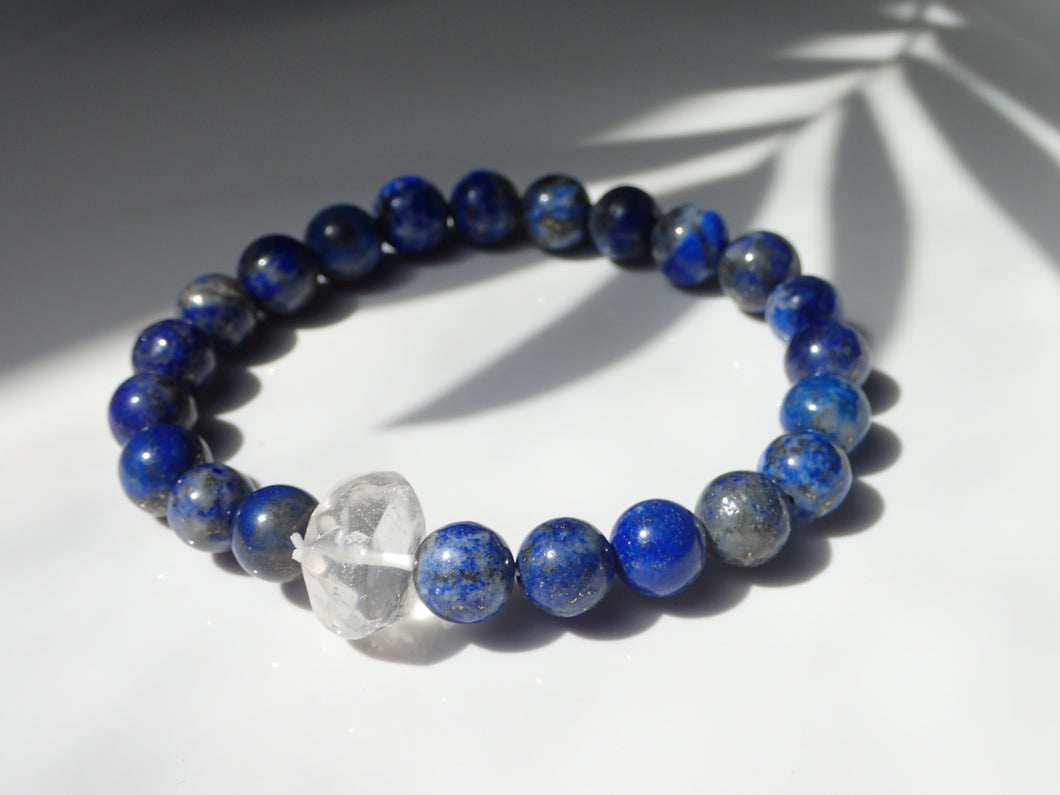 Bracelet Lapis-Lazuli et Cristal de Roche - Lithothérapie, Sagesse et Clarté