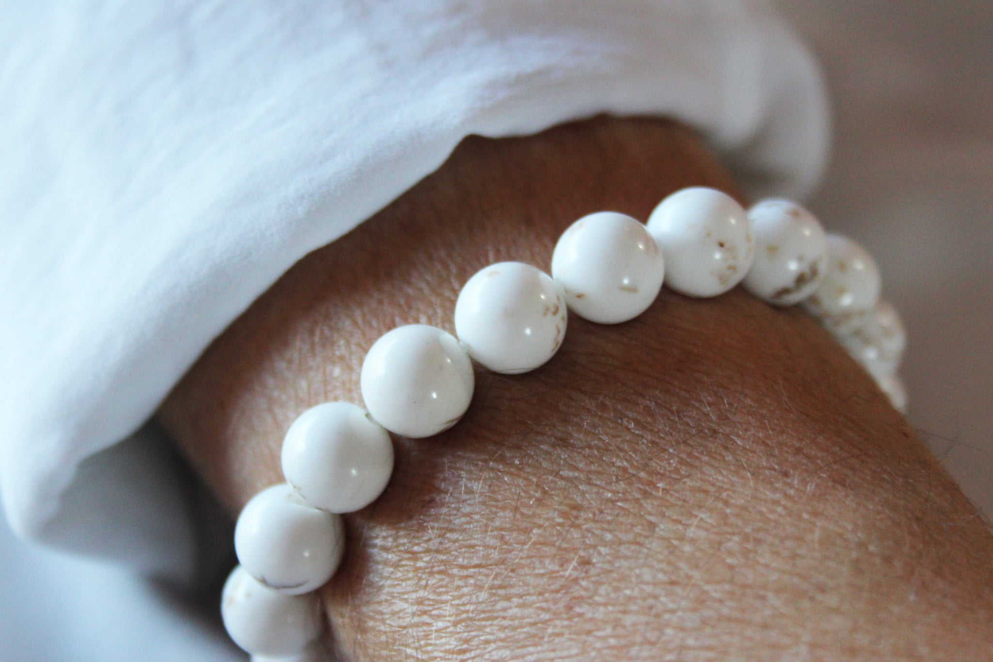Bracelet énergétique VOGANTO En Magnésite - Perles 8 Mm, Pierre Vraie