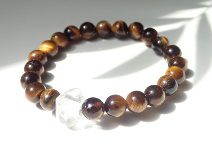 Bracelet Œil de Tigre et Cristal - Lithothérapie, Protection et Réconfort