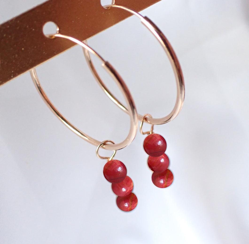 Boucles d'oreilles Léa - Jaspe Rouge