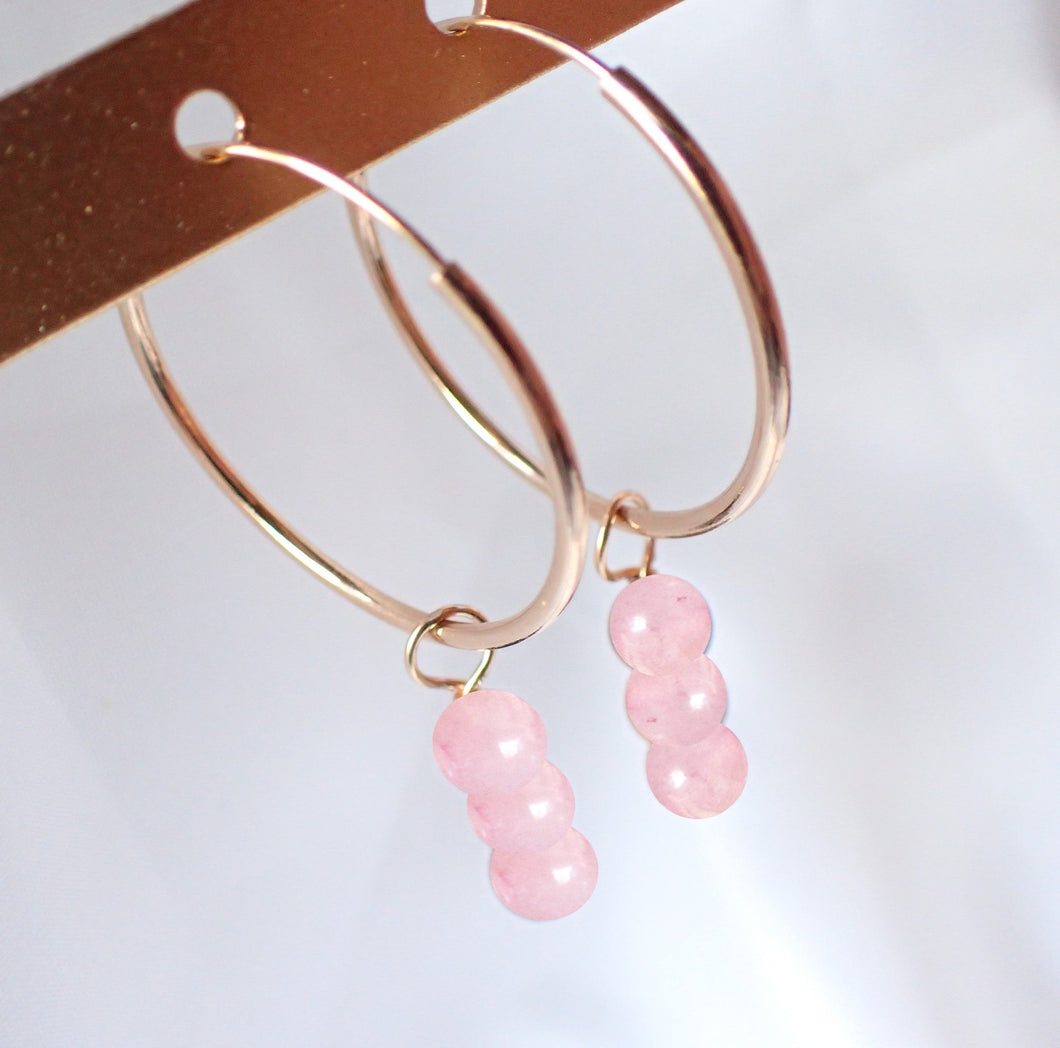 Boucles d'oreilles Léa - Quartz Rose