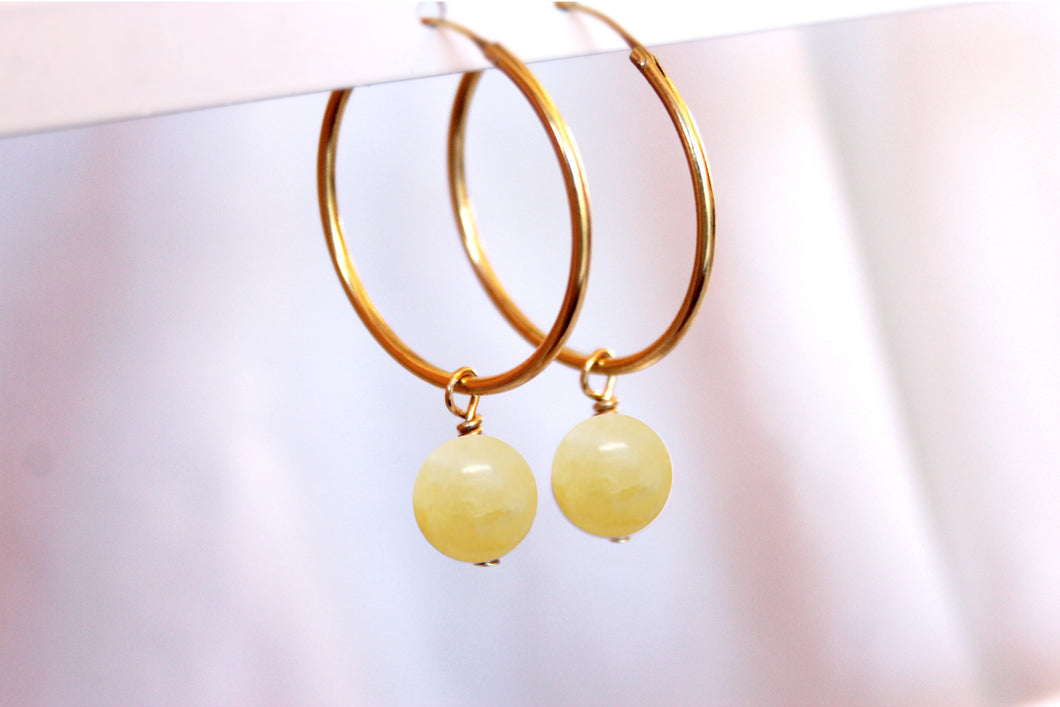 Boucles d'oreilles Chloé JADE JAUNE - Courage / Chance