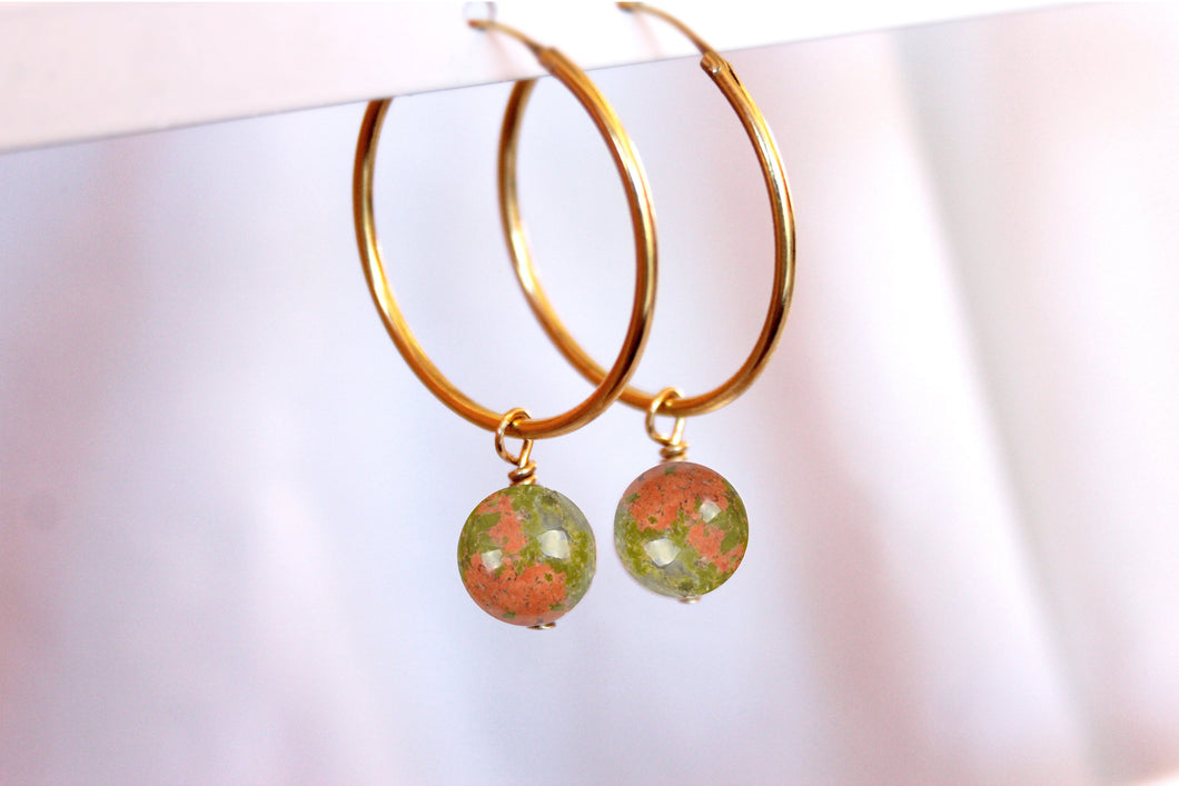 Boucles d'oreilles Chloé UNAKITE - Equilibre / Amour