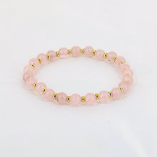Charger l&#39;image dans la galerie, bracelet en quartz rose naturel avec séparateurs dorés
